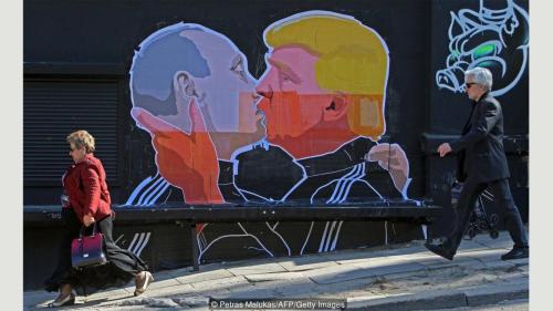 Trump kissing Putin.